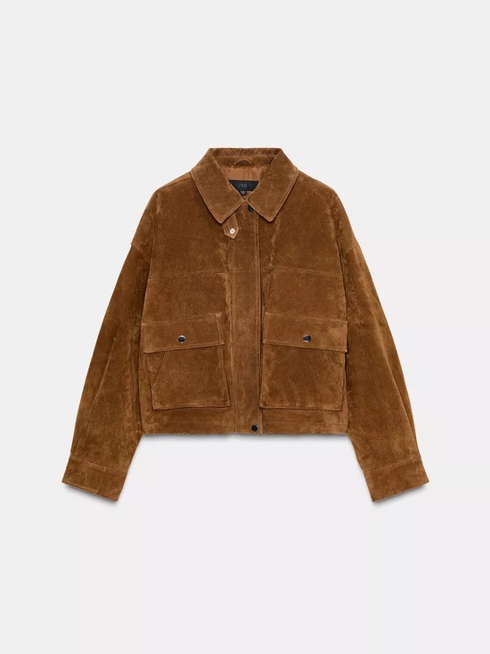 Zara Jackets & Blazers - Zara Chestnut Brown Cropped Suede Jacket